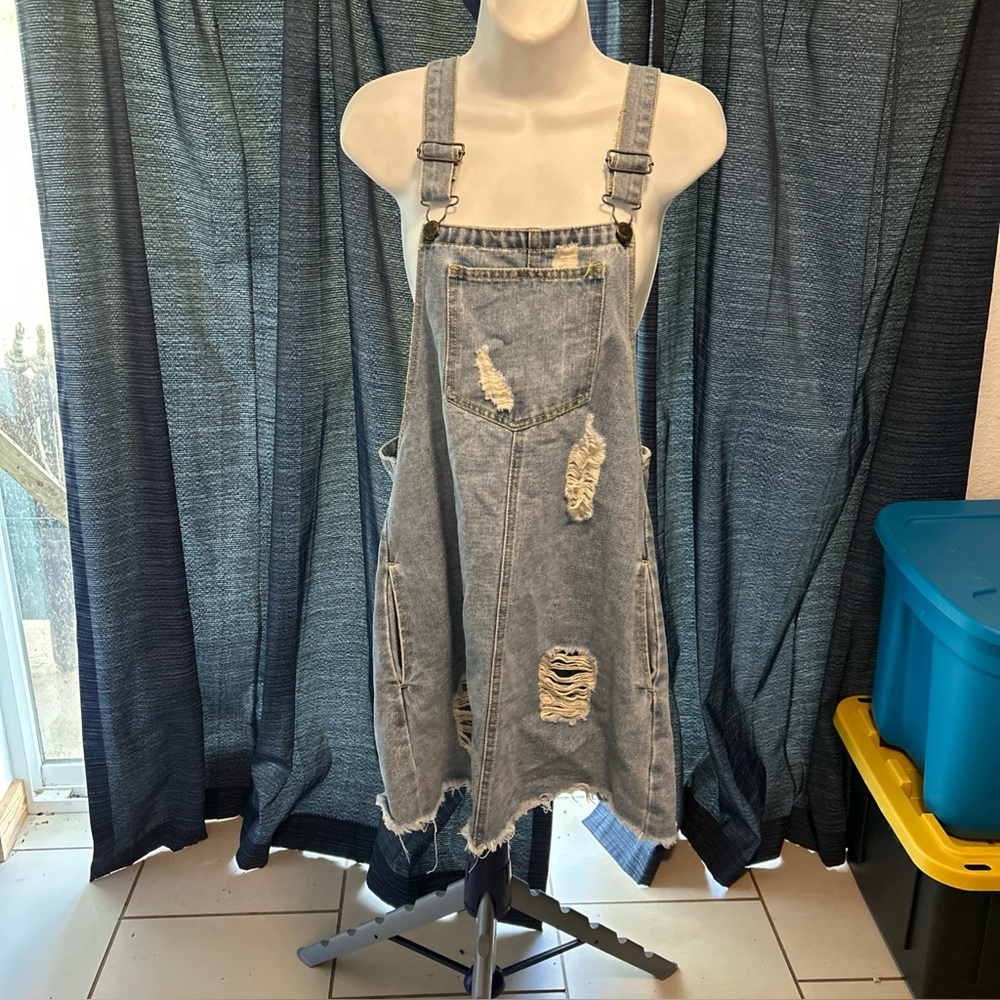light blue overall skirt in size L from the brand Highway Jeans